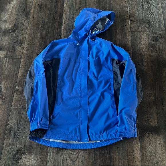 L.L. Bean Rain Jacket Womens Blue Black Windbreaker Hooded Light Size Small - Picture 3 of 14